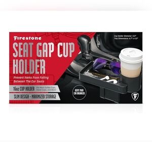 Firestone Seat Gap Cup Holder Organizer, Slim Design for Maximized Storage NWT